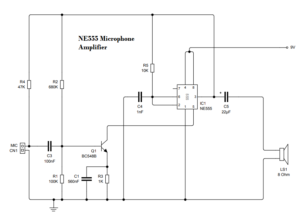 NE555 based Microphone amplifier