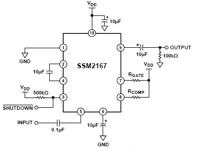 SSM2167 module Circuit diagram SSM2167 Microphone Preamplifier with compression for ubitx HF Transceiver