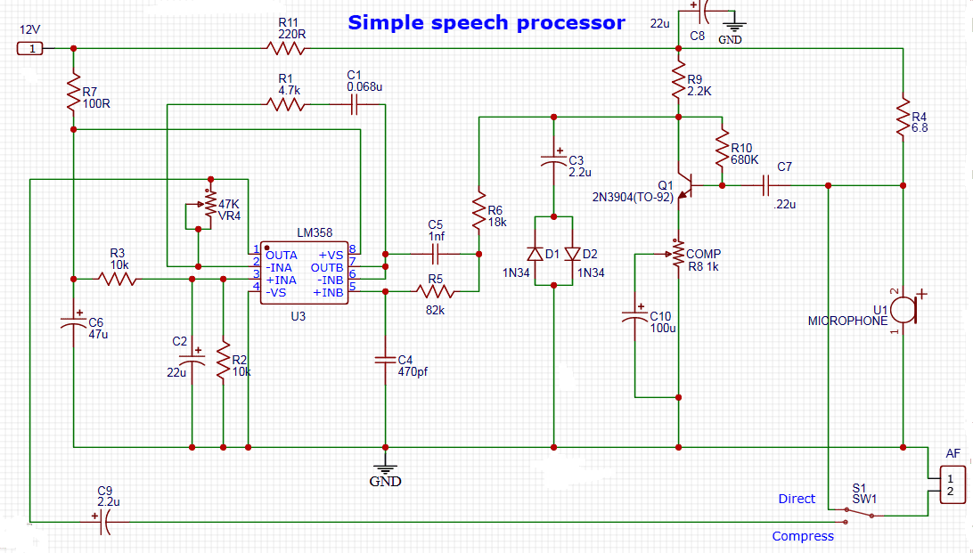 Build a Simple Speech Processor Circuit Using LM358