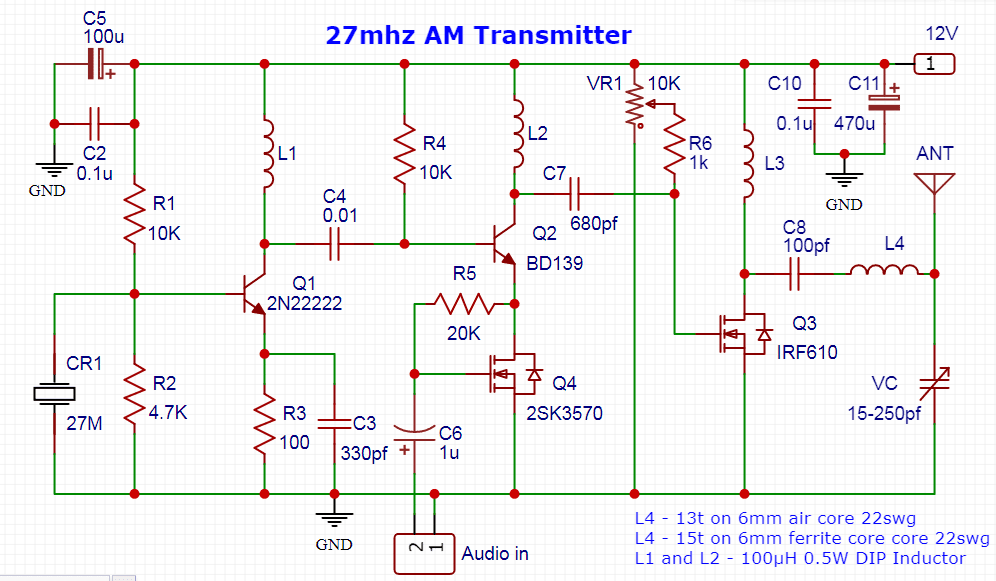 27MHz AM Transmitter Circuit for hobbyists